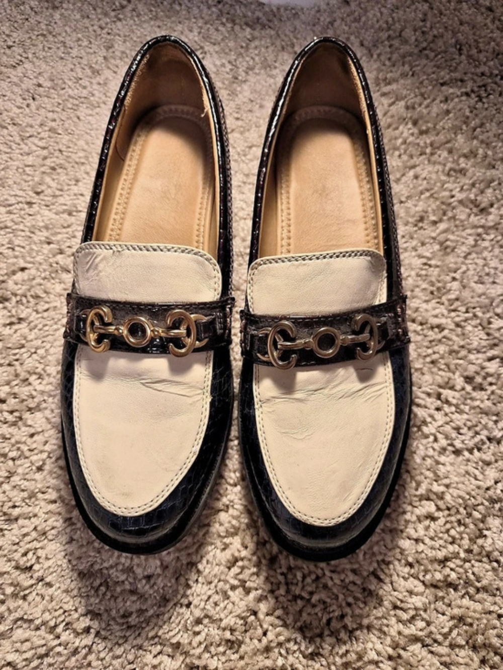 Embossed Croc Loafers Black & White